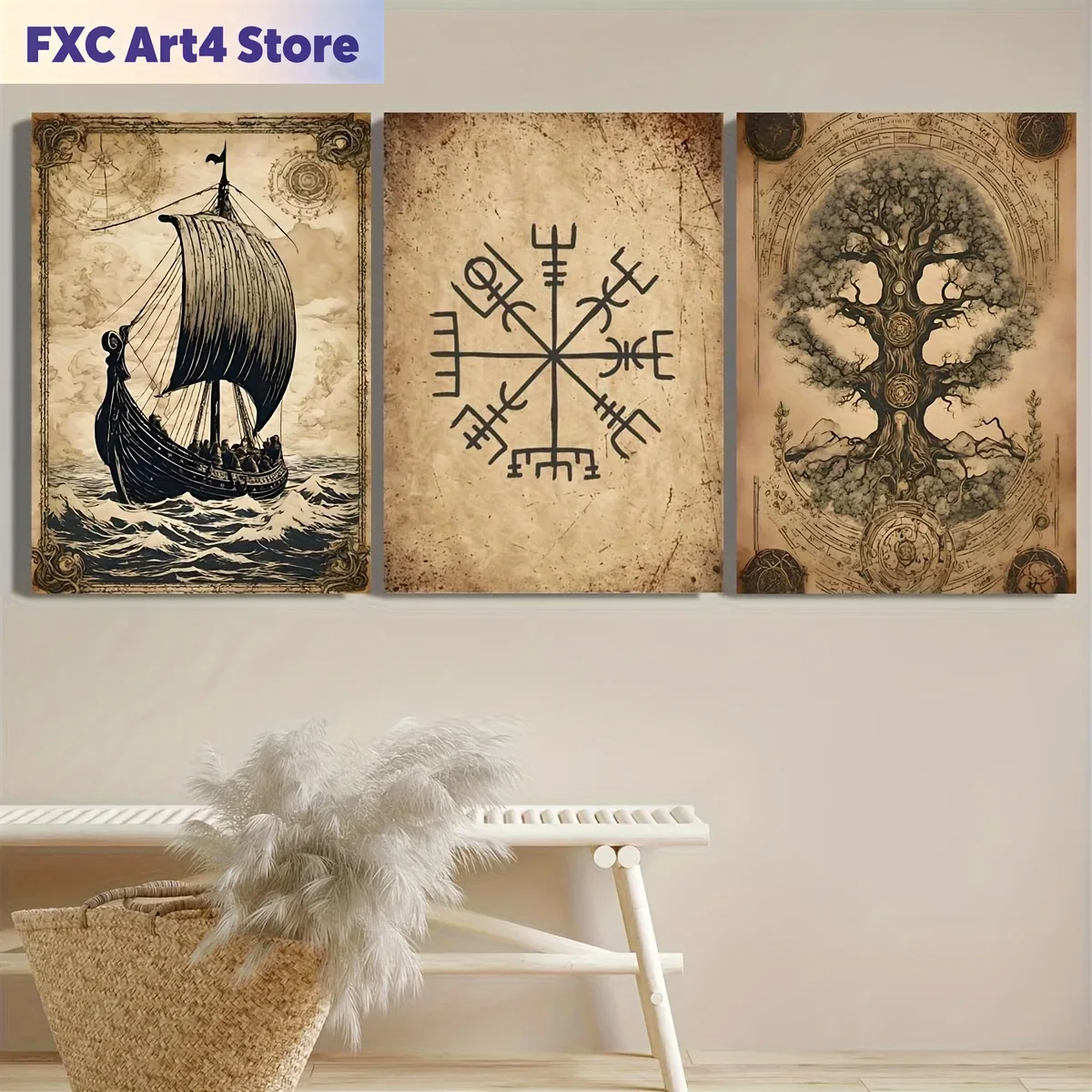 Wall Texture Spray - Conjunto de 3 Peças de Arte